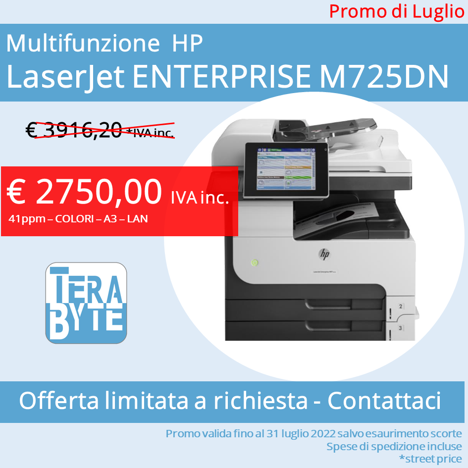 Multifunzione Laser HP LASERJET ENTERPRISE M725DN 